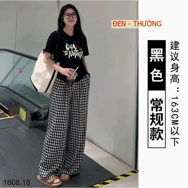26HA1608.18 - QUẦN KẺ ỐNG RỘNG CHO NỮ
