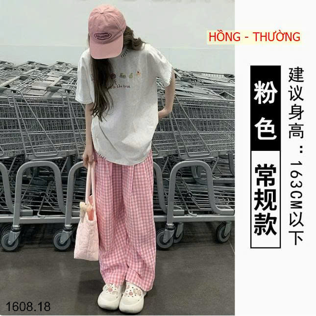 26HA1608.18 - QUẦN KẺ ỐNG RỘNG CHO NỮ