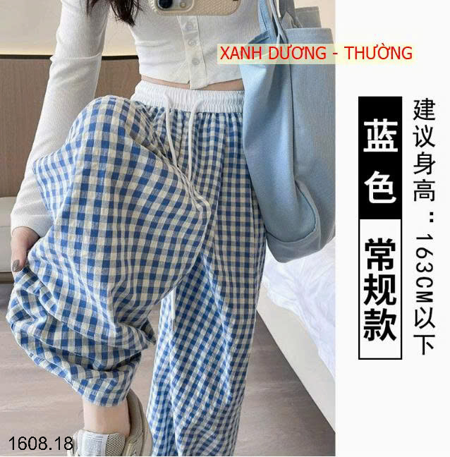 26HA1608.18 - QUẦN KẺ ỐNG RỘNG CHO NỮ