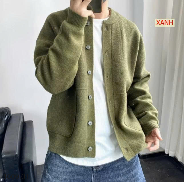 26HA1609.01 - ÁO LEN CARDIGAN NAM 2 TÚI HÔNG