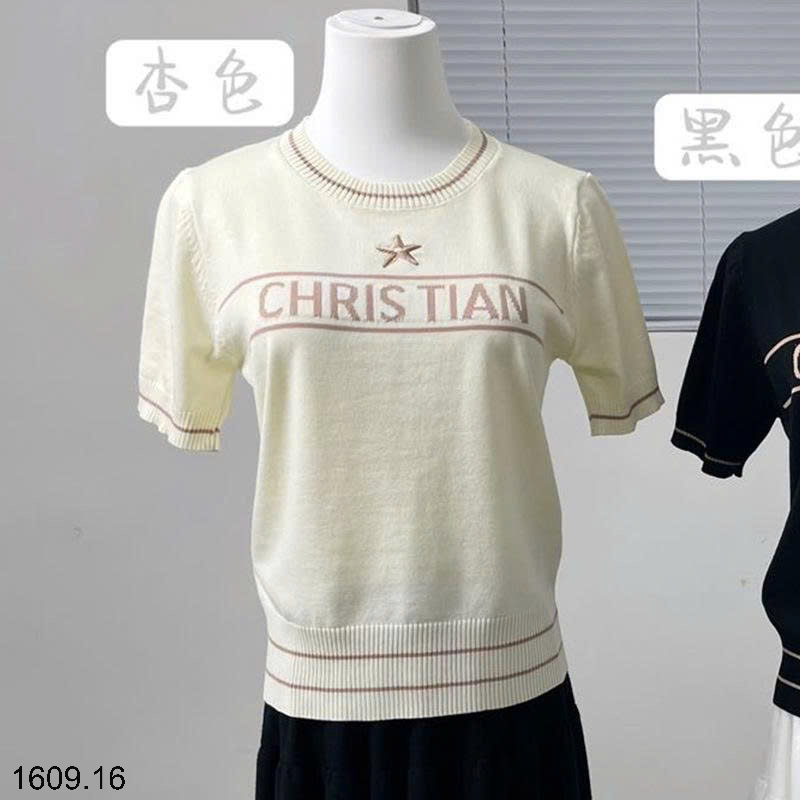 26HA1609.16 - ÁO DỆT KIM NGẮN TAY HAI MÀU CHRISTIAN