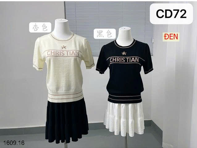 26HA1609.16 - ÁO DỆT KIM NGẮN TAY HAI MÀU CHRISTIAN