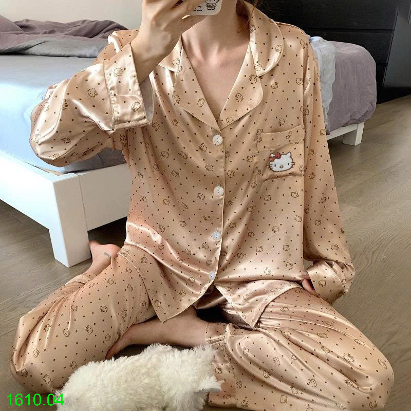 26HA1610.04 - BỘ LỤA PIZAMA DÀI TAY MẶC NHÀ