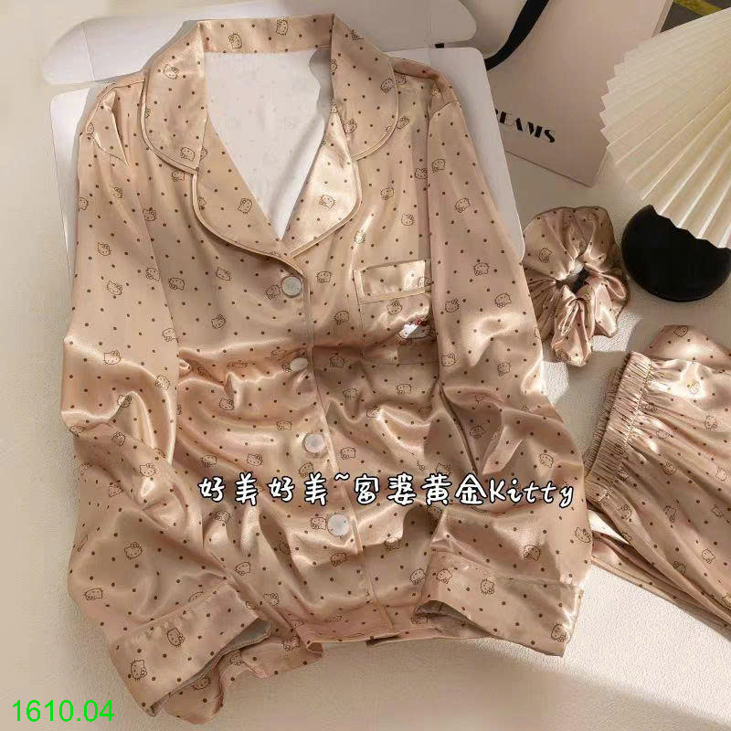 26HA1610.04 - BỘ LỤA PIZAMA DÀI TAY MẶC NHÀ