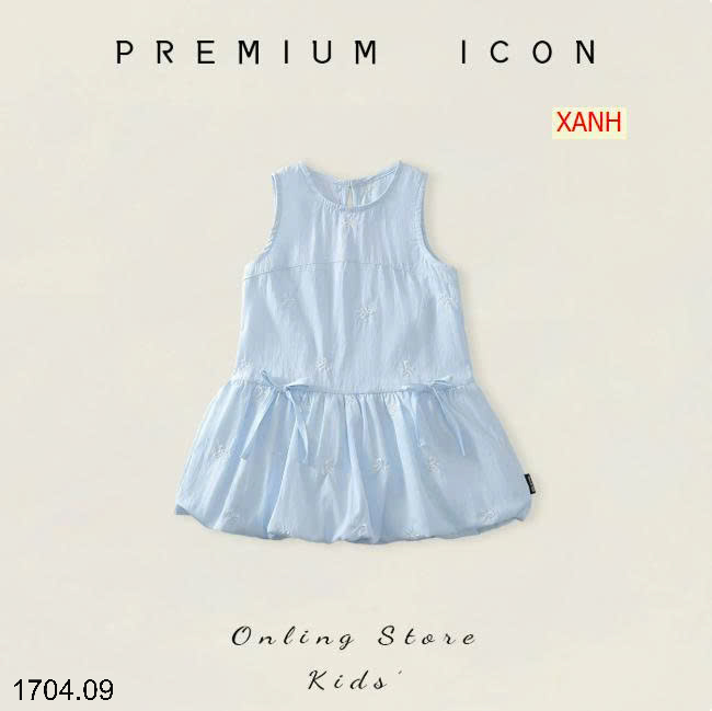 26HA1704.09 - VÁY SÁT NÁCH HÌNH NƠ PREMIUM CHO BÉ