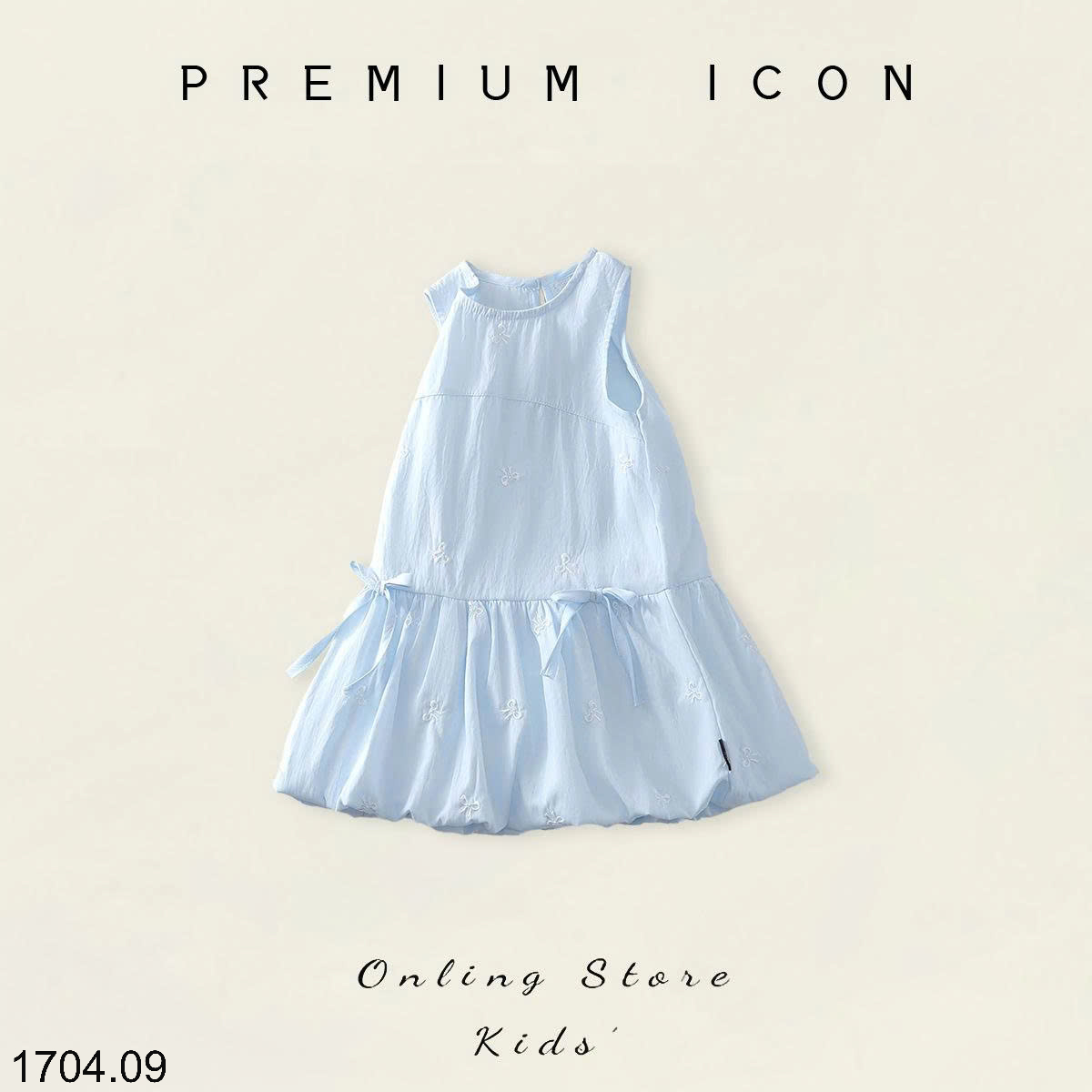 26HA1704.09 - VÁY SÁT NÁCH HÌNH NƠ PREMIUM CHO BÉ