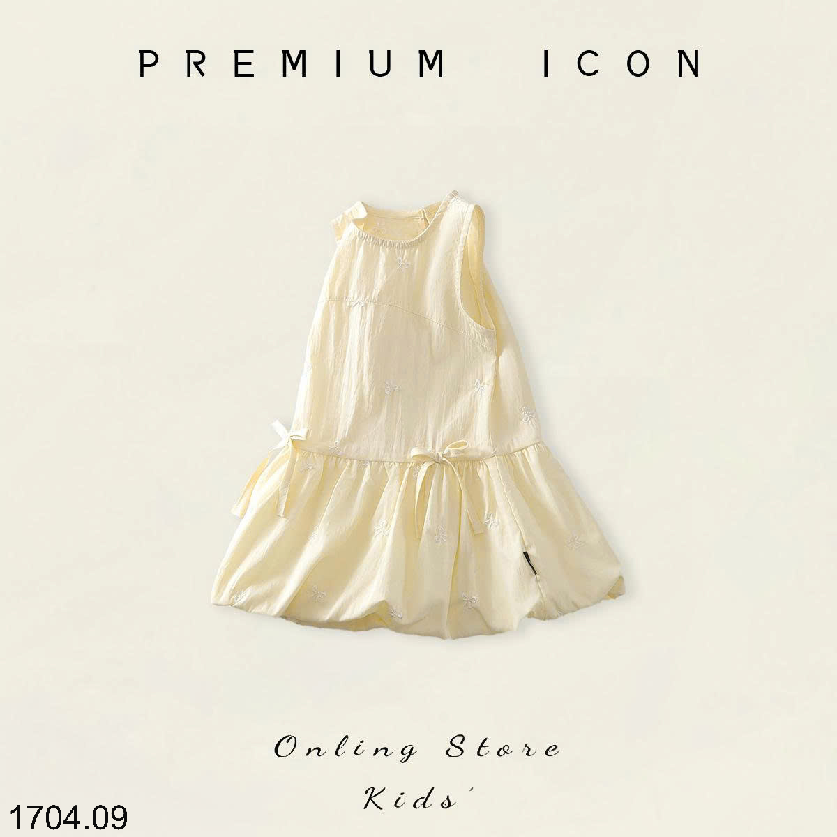 26HA1704.09 - VÁY SÁT NÁCH HÌNH NƠ PREMIUM CHO BÉ
