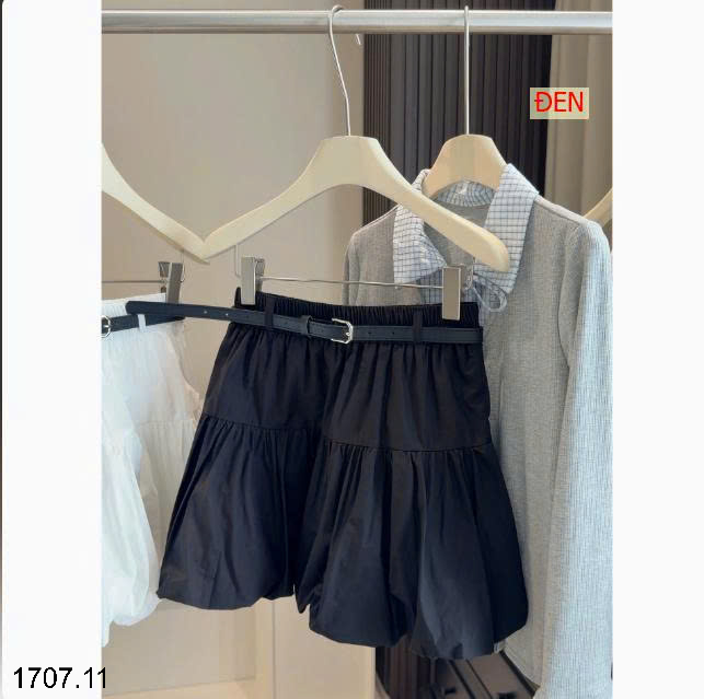 26HA1707.11 - CHÂN VÁY NGẮN MIDI 2 TẦNG ANNA