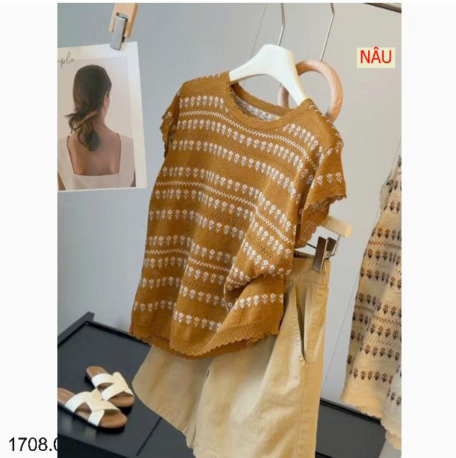 26HA1708.09 - ÁO LEN CỔ TRÒN NGẮN TAY ANNA