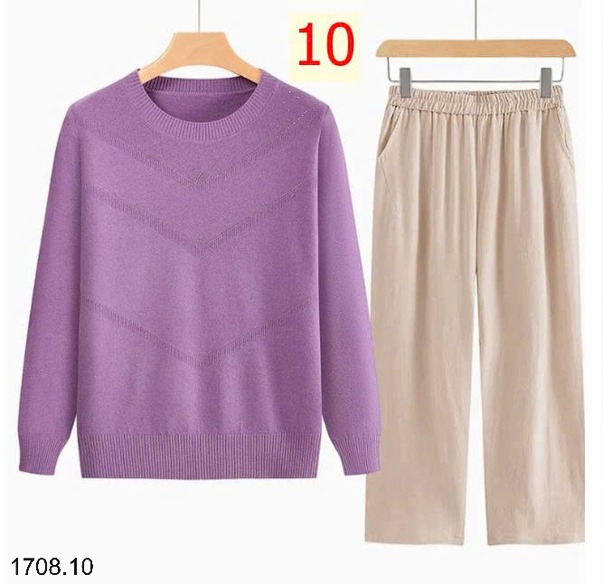 26HA1708.10 - ÁO LEN CỔ TRÒN TRUNG NIÊN CHO MẸ