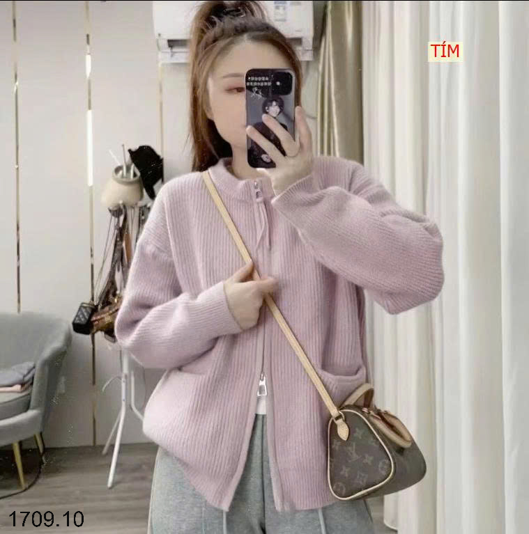 26HA1709.10 - ÁO CARDIGAN LEN KÉO KHÓA CHO NỮ