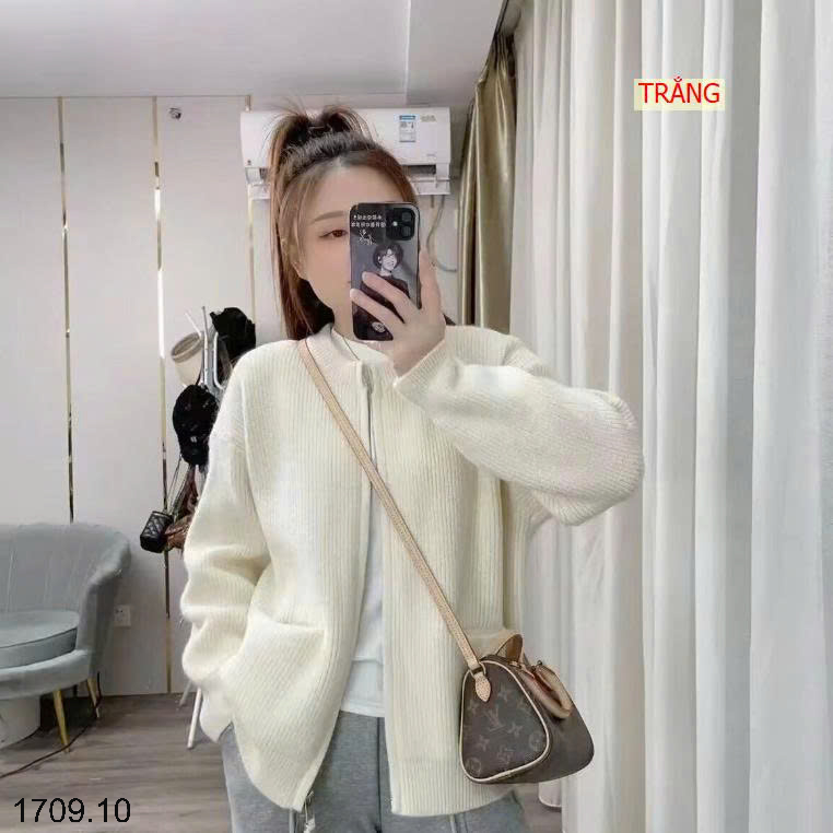 26HA1709.10 - ÁO CARDIGAN LEN KÉO KHÓA CHO NỮ