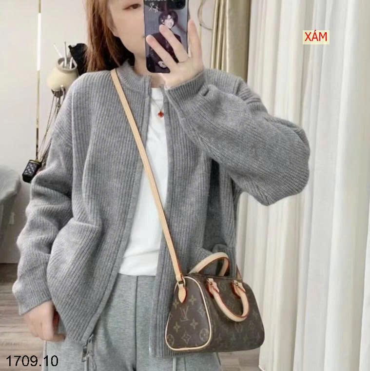 26HA1709.10 - ÁO CARDIGAN LEN KÉO KHÓA CHO NỮ