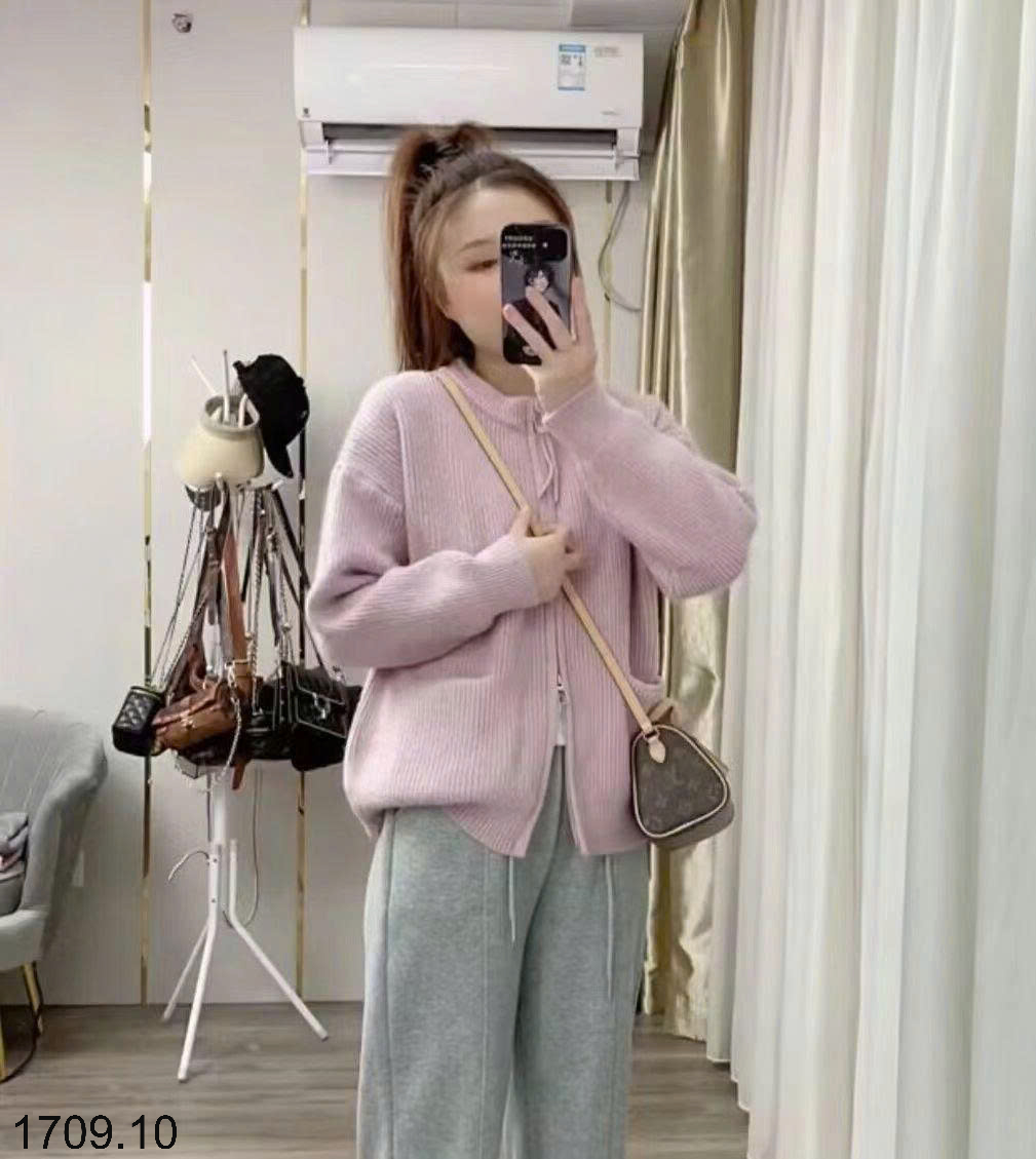 26HA1709.10 - ÁO CARDIGAN LEN KÉO KHÓA CHO NỮ