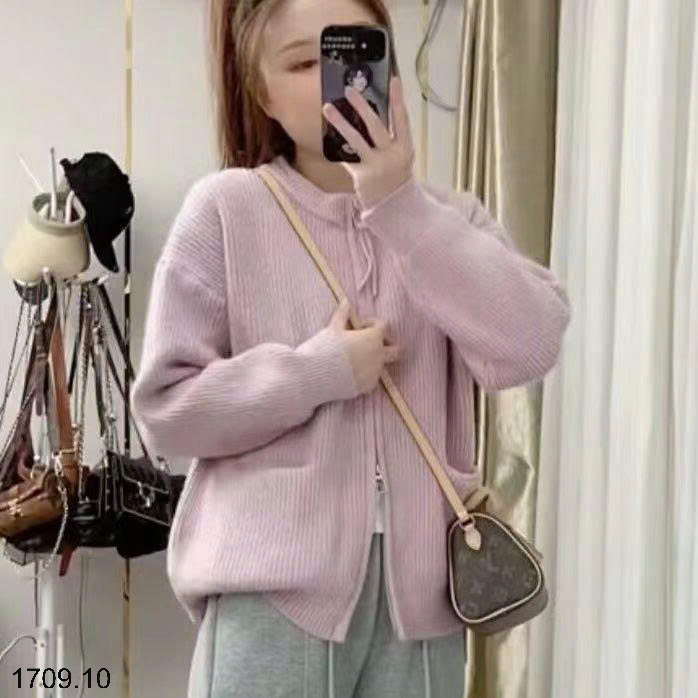 26HA1709.10 - ÁO CARDIGAN LEN KÉO KHÓA CHO NỮ