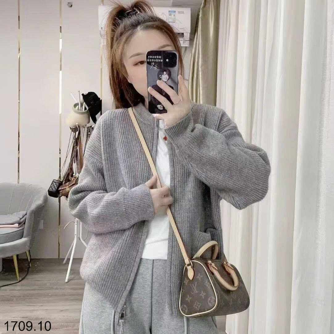 26HA1709.10 - ÁO CARDIGAN LEN KÉO KHÓA CHO NỮ