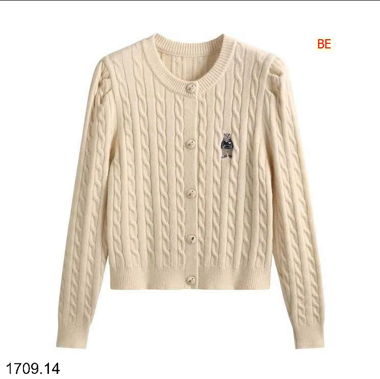 26HA1709.14 - ÁO LEN CARDIGAN VẶN THỪNG THÊU HÌNH GẤU