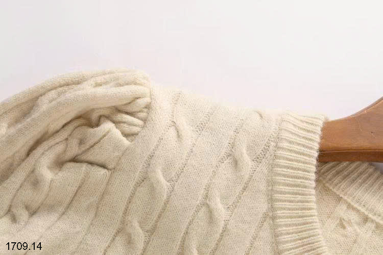 26HA1709.14 - ÁO LEN CARDIGAN VẶN THỪNG THÊU HÌNH GẤU