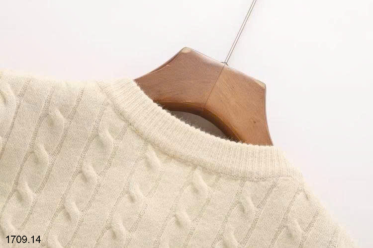 26HA1709.14 - ÁO LEN CARDIGAN VẶN THỪNG THÊU HÌNH GẤU