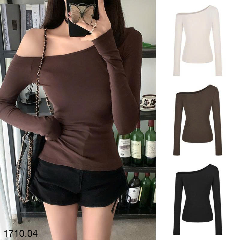 26HA1710.04 - ÁO THUN CỔ CHÉO VAI MOSES QUEEN