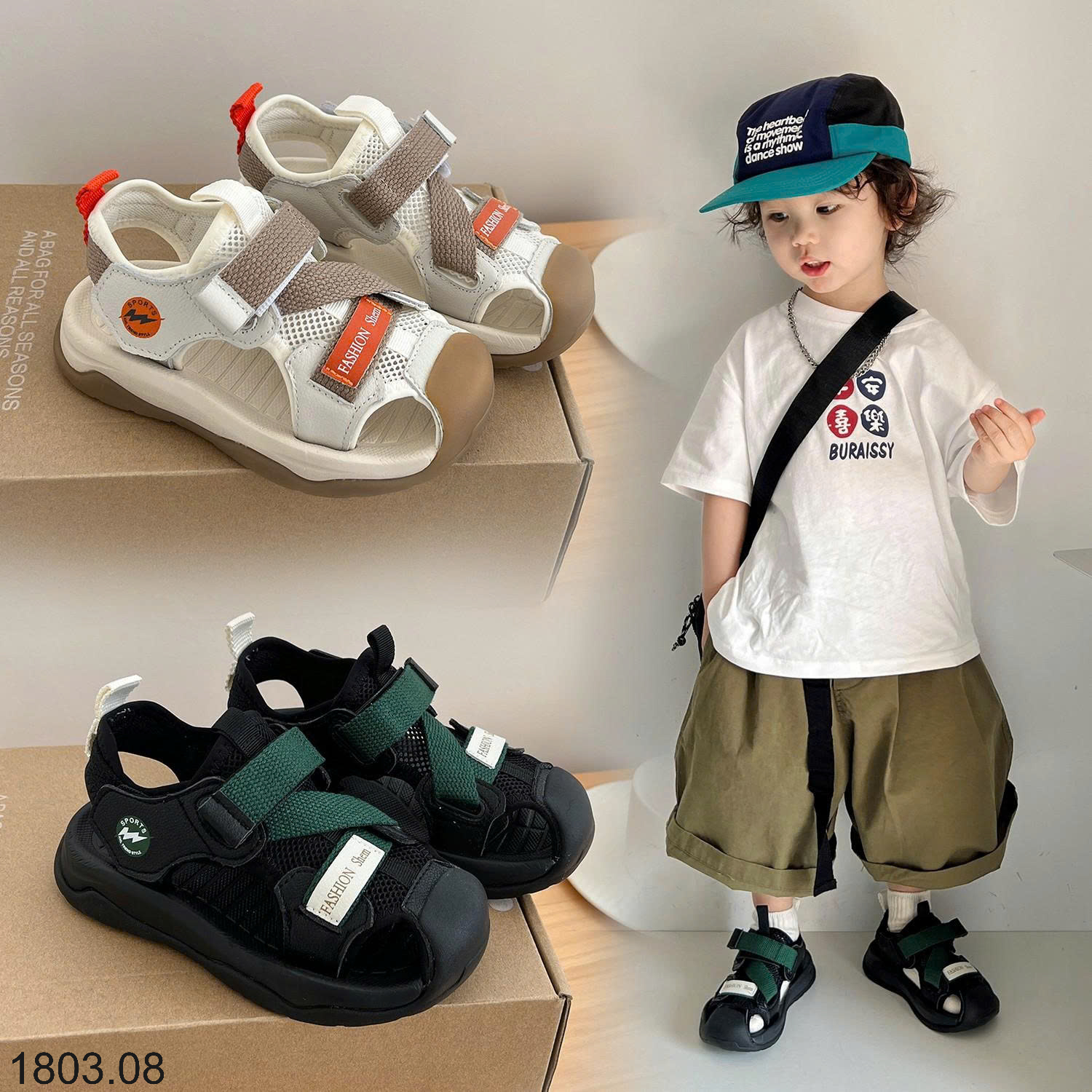26HA1803.08 - DÉP SANDAL BÍT MŨI THỂ THAO CHO BÉ