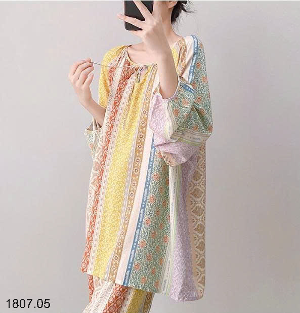 26HA1807.05 - BỘ LANH LỤA DÀI TAY CỔ TRÒN NỮ