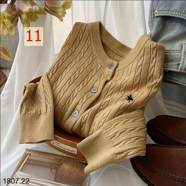26HA1807.22 - ÁO CARDIGAN LEN THÊU HÌNH NGỰA