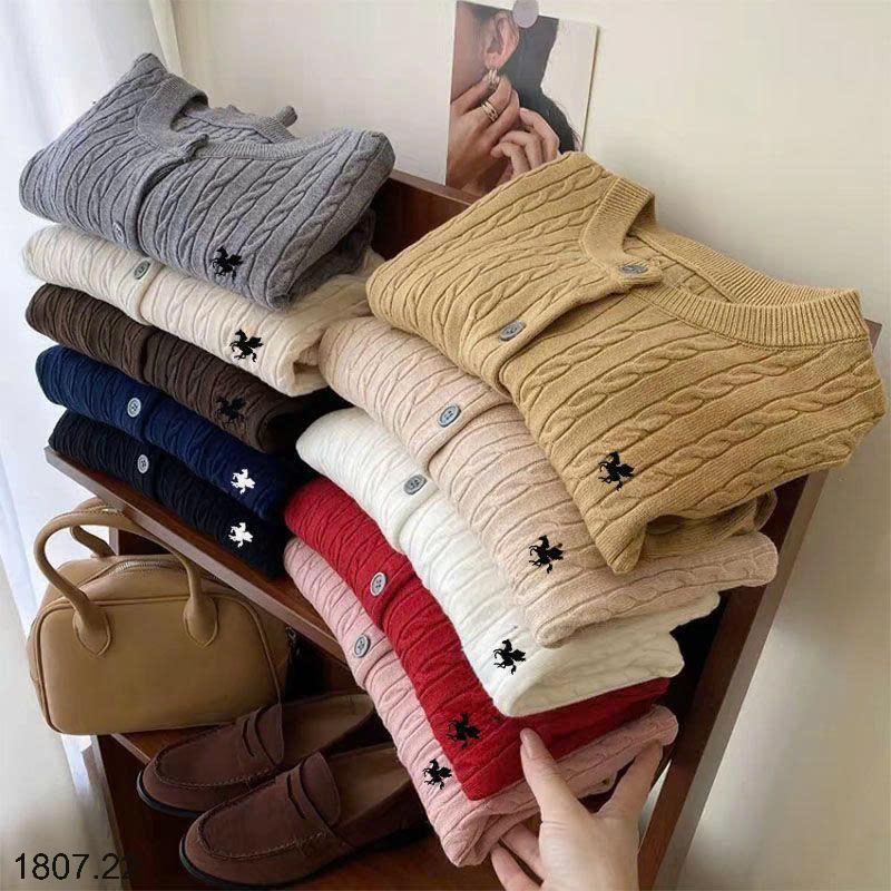26HA1807.22 - ÁO CARDIGAN LEN THÊU HÌNH NGỰA