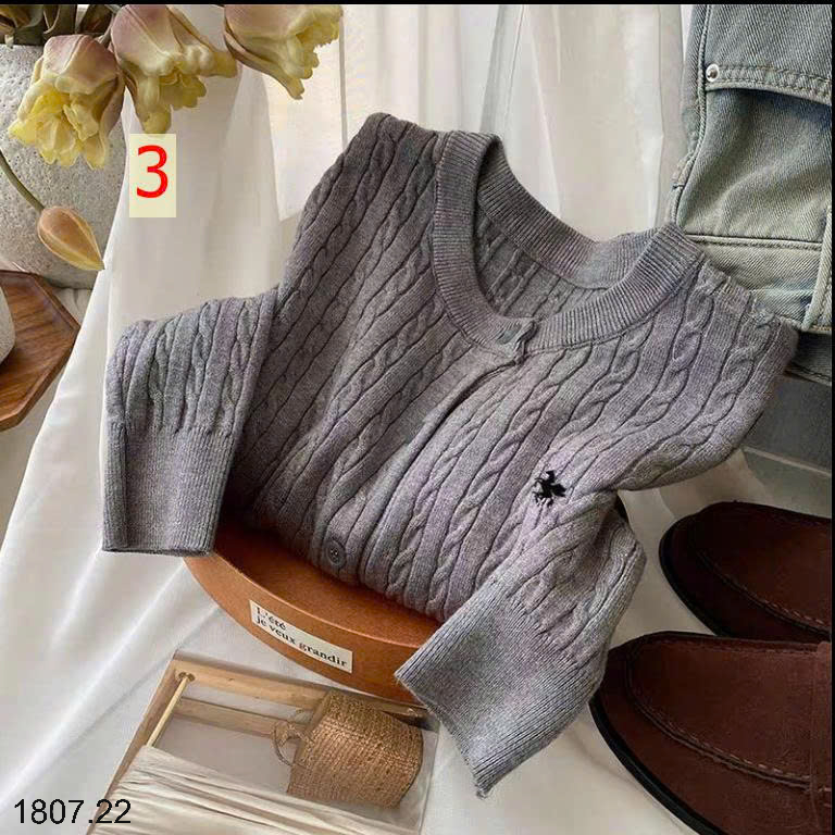 26HA1807.22 - ÁO CARDIGAN LEN THÊU HÌNH NGỰA