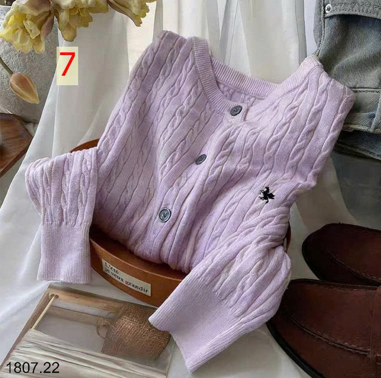 26HA1807.22 - ÁO CARDIGAN LEN THÊU HÌNH NGỰA