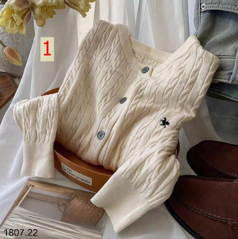 26HA1807.22 - ÁO CARDIGAN LEN THÊU HÌNH NGỰA