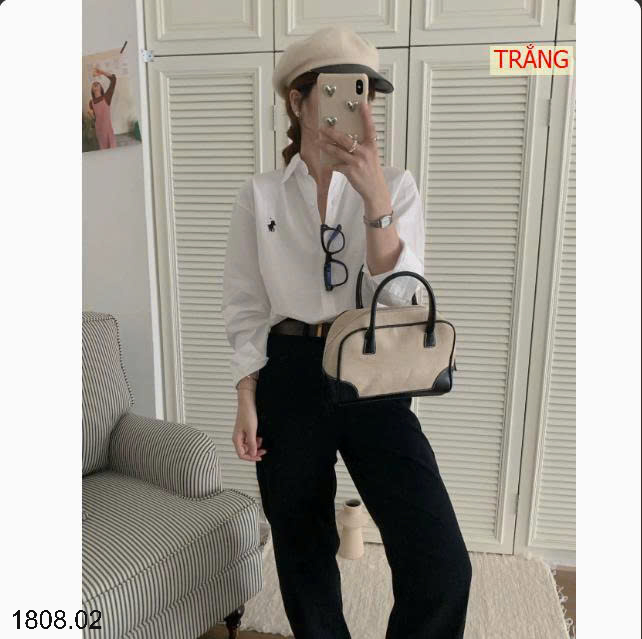 26HA1808.02 - SƠ MI DÀI TAY THÊU HÌNH NGỰA