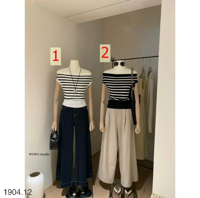 26HA1904.12 - ÁO LEN KẺ TRỄ VAI WGWE