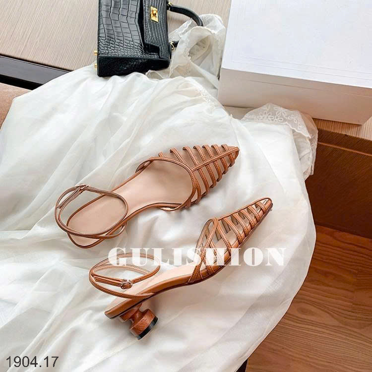 26HA1904.17 - SANDAL MŨI NHỌN ĐAN DÂY KIỂU PHÁP