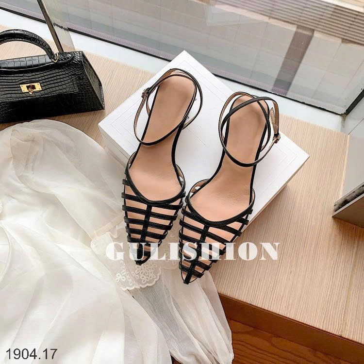 26HA1904.17 - SANDAL MŨI NHỌN ĐAN DÂY KIỂU PHÁP