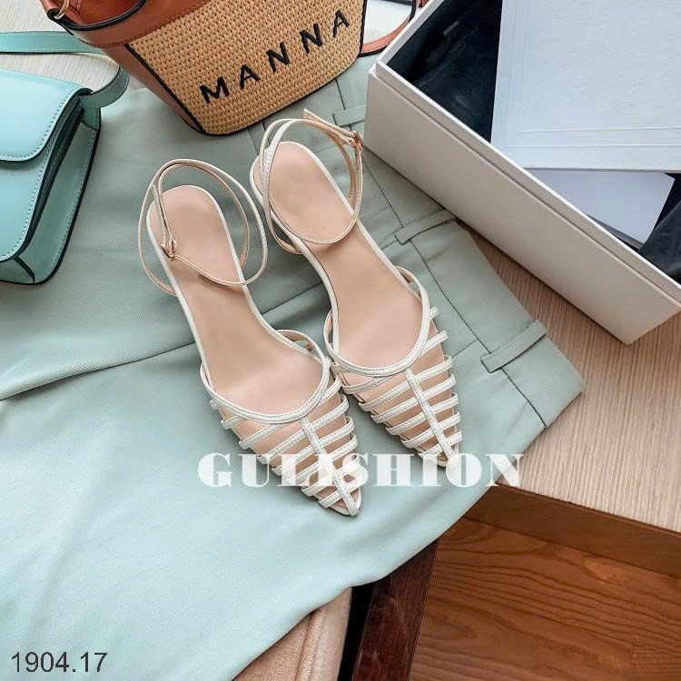 26HA1904.17 - SANDAL MŨI NHỌN ĐAN DÂY KIỂU PHÁP