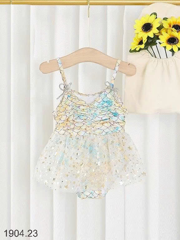 26HA1904.23 - SET BIKINI TIÊN CÁ BÉ GÁI KÈM MŨ