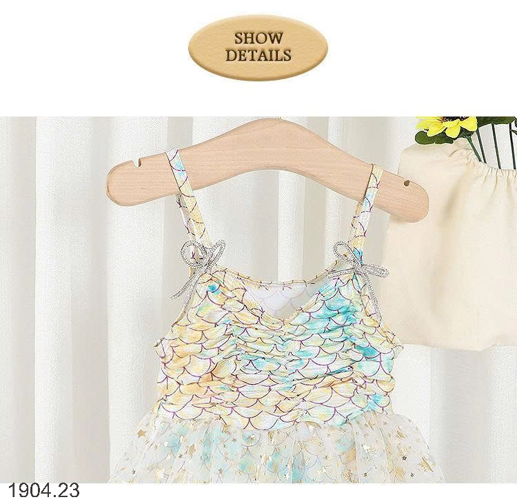 26HA1904.23 - SET BIKINI TIÊN CÁ BÉ GÁI KÈM MŨ