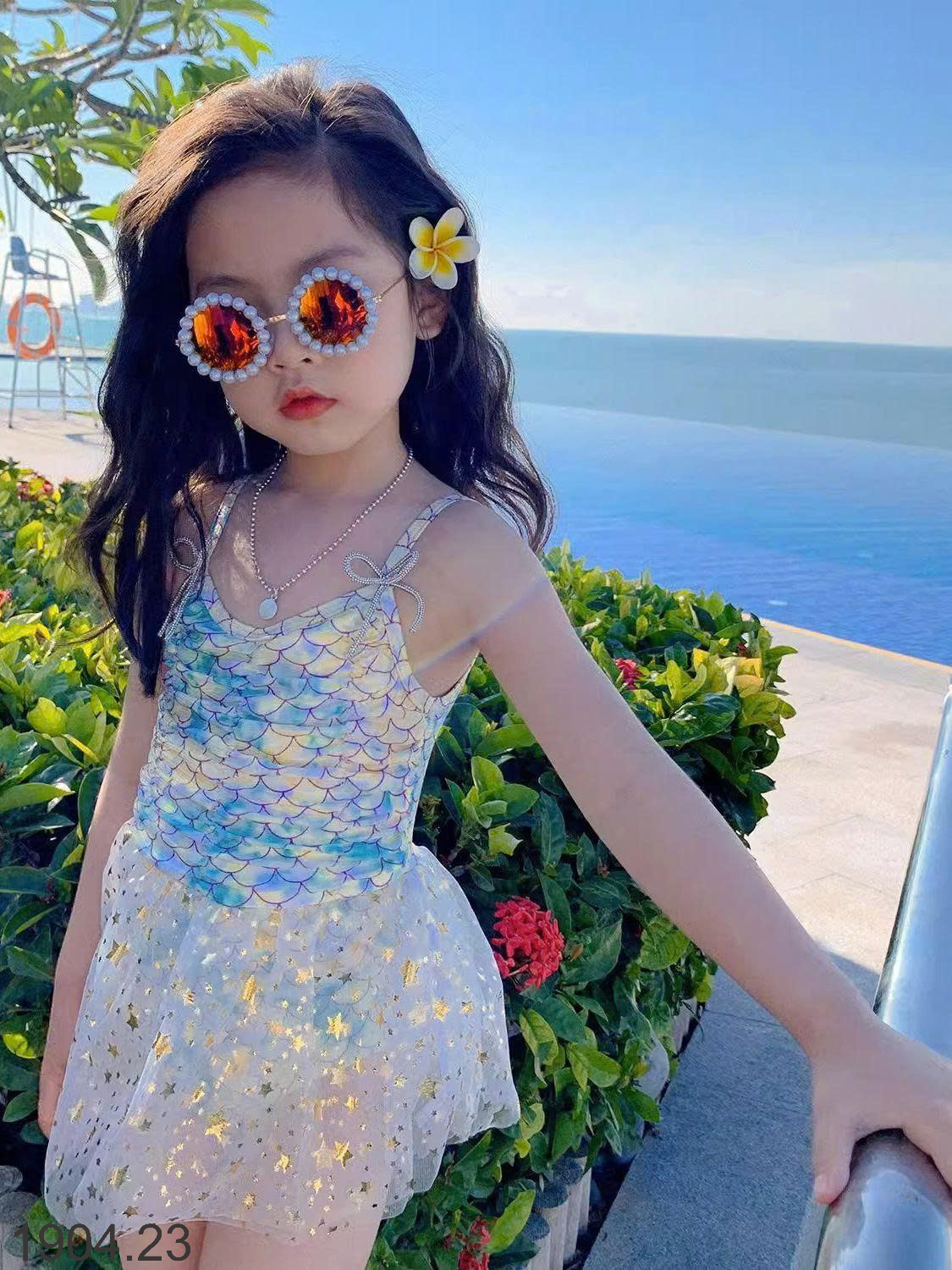 26HA1904.23 - SET BIKINI TIÊN CÁ BÉ GÁI KÈM MŨ