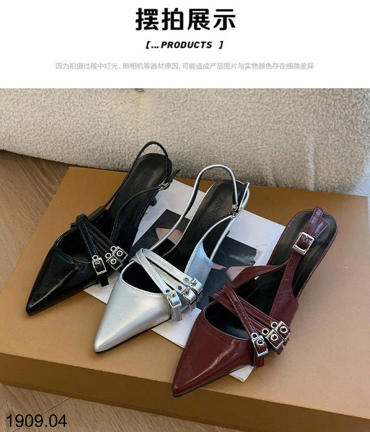 26HA1909.04 - GIÀY SANDAL MŨI NHỌN ĐẾ THẤP