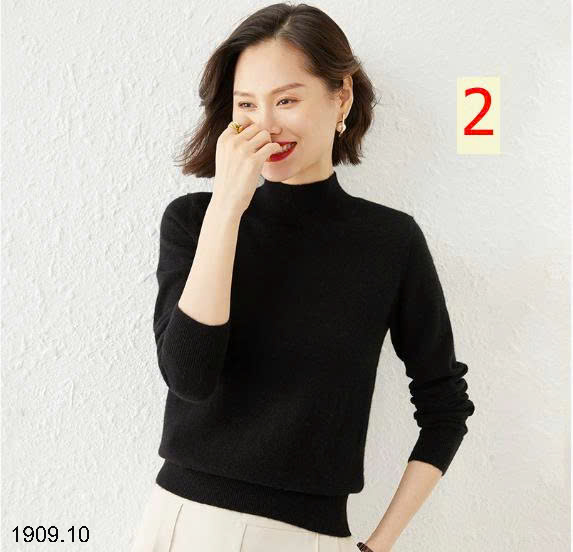 26HA1909.10 - ÁO LEN NỮ CỔ 3P TRƠN MÀU