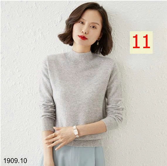 26HA1909.10 - ÁO LEN NỮ CỔ 3P TRƠN MÀU