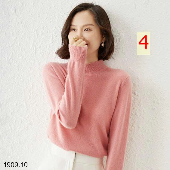26HA1909.10 - ÁO LEN NỮ CỔ 3P TRƠN MÀU