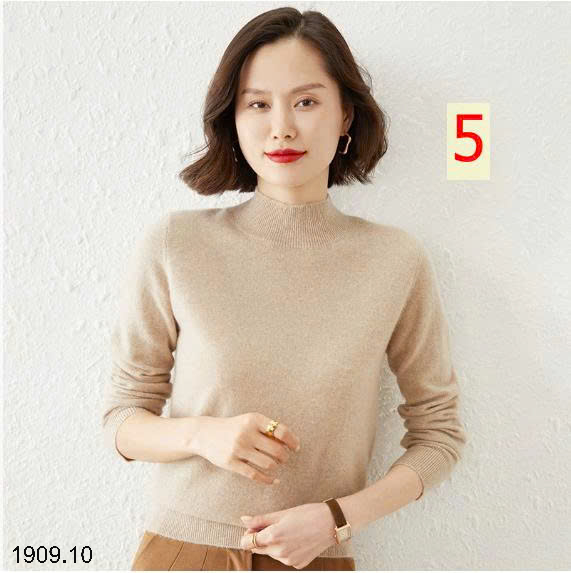 26HA1909.10 - ÁO LEN NỮ CỔ 3P TRƠN MÀU