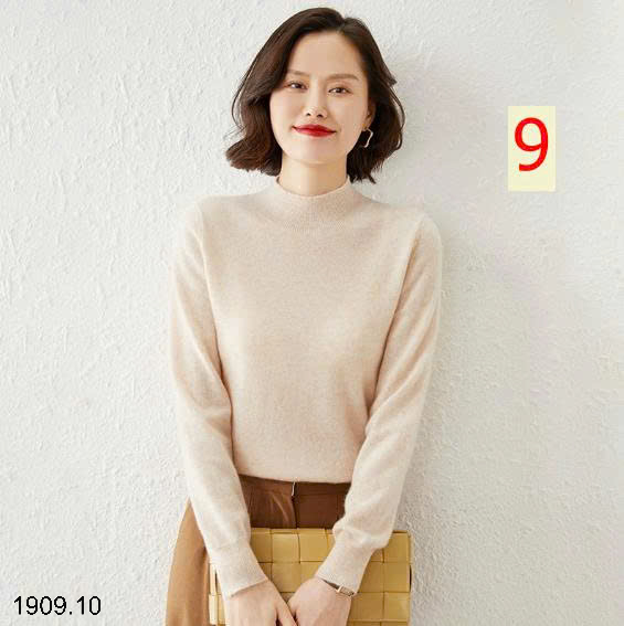 26HA1909.10 - ÁO LEN NỮ CỔ 3P TRƠN MÀU