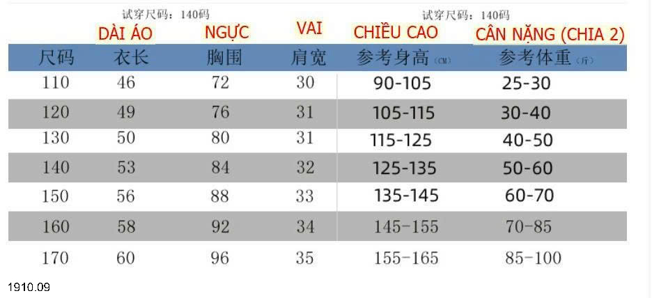 26HA1910.09 - ÁO GILE LÔNG VŨ SIZE ĐẠI CHO BÉ YÊU