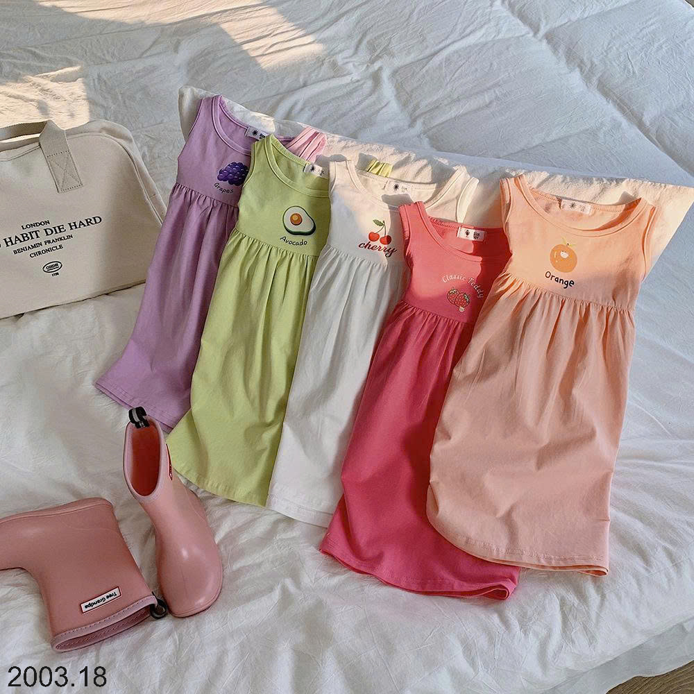 26HA2003.18 - VÁY BA LỖ COTTON HOA QUẢ BÉ GÁI