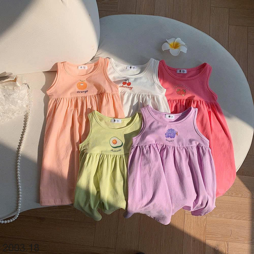 26HA2003.18 - VÁY BA LỖ COTTON HOA QUẢ BÉ GÁI