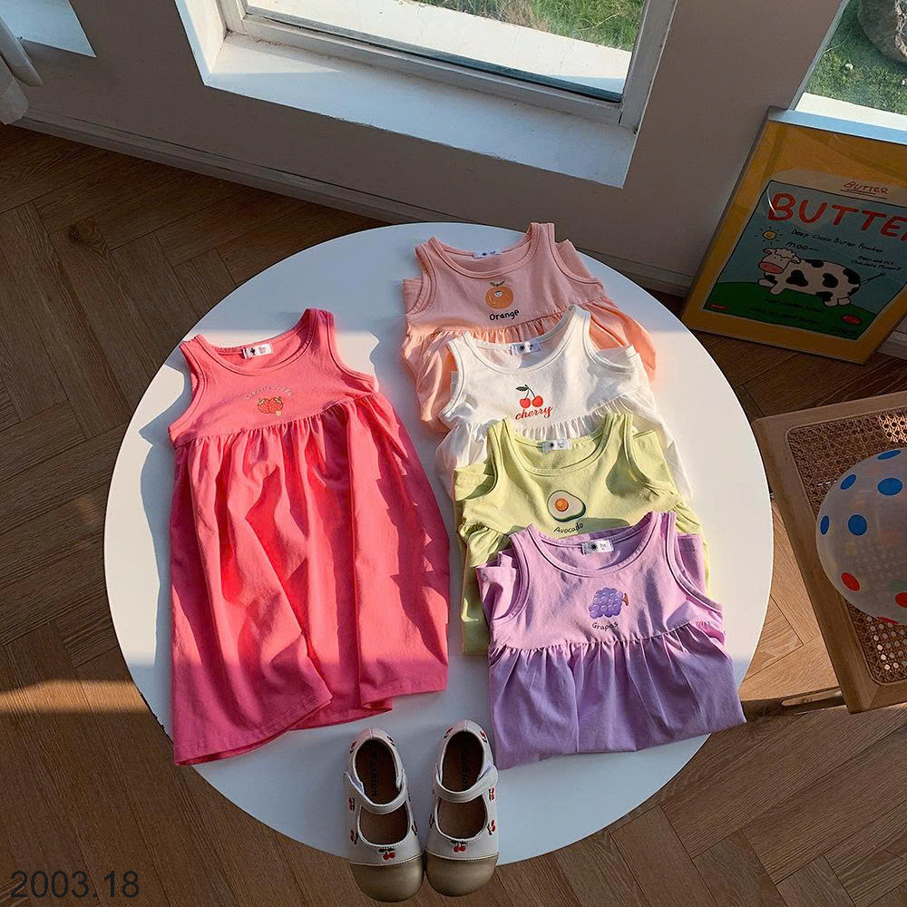 26HA2003.18 - VÁY BA LỖ COTTON HOA QUẢ BÉ GÁI