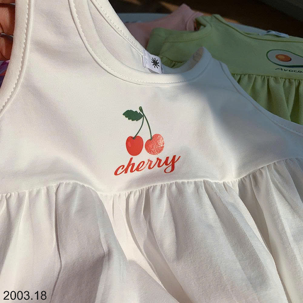 26HA2003.18 - VÁY BA LỖ COTTON HOA QUẢ BÉ GÁI